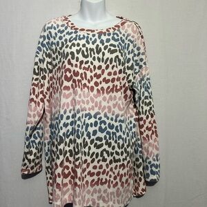 Viamor Multicolor Animal Print Relaxed Long Sleeve Shirt – Stylish & Comfortable